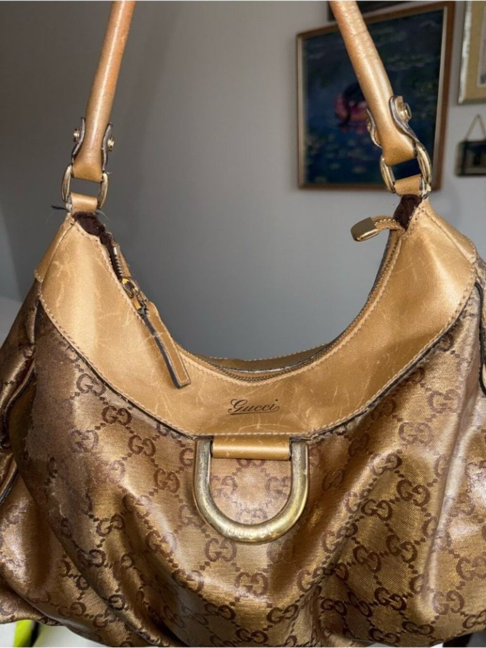 Gucci Metallic Brown GG Logo Hobo Bag - Picture 2 of 11